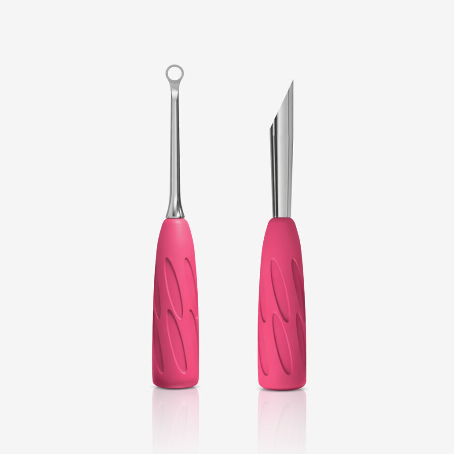 Staleks Gummy Manicure Cuticle Pusher with Silicone Handle UNIQ 11/2 (angled pusher and ring) - Image 2